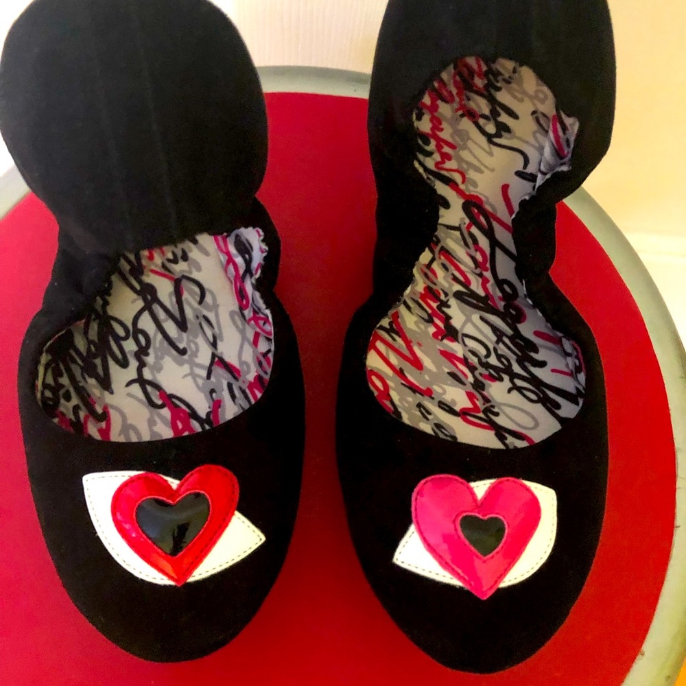 KARL LAGERFELD, black ballerina heart flats size 7